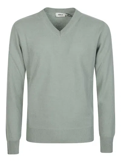 Altea Finely Knit Cashmere V-neck Sweater In Green