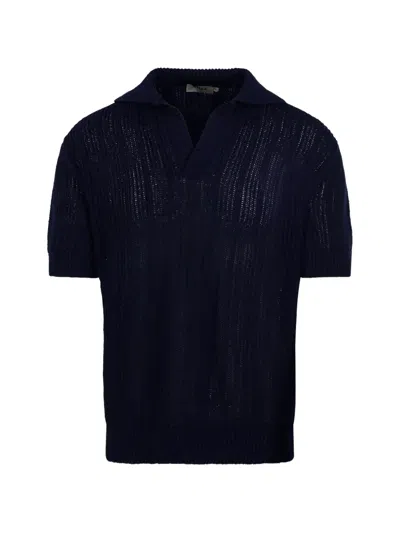 Altea V-neck Open-knit T-shirt In Black