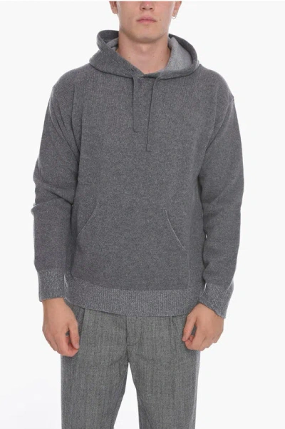 Altea Virgin Wool And Cashmere Jumper With Hood In Grey