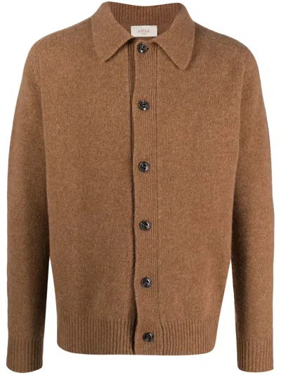 Altea Virgin-wool Knitted Cardigan In Brown