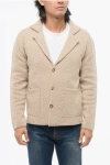 Altea Virgin Wool Chevron Cardigan With Patch Pockets In Neutral