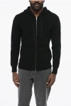 Altea Virgin Wool Full-zip Sweater With Hood In Black
