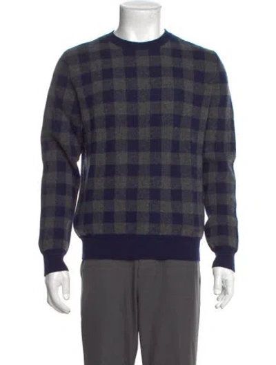 Pre-owned Altea Virgin Wool Plaid Print Pullover In Blue