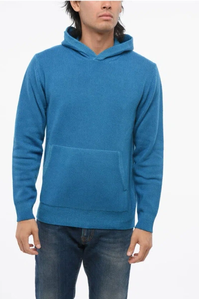 Altea Virgin Wool Sweater With Hood In Blue
