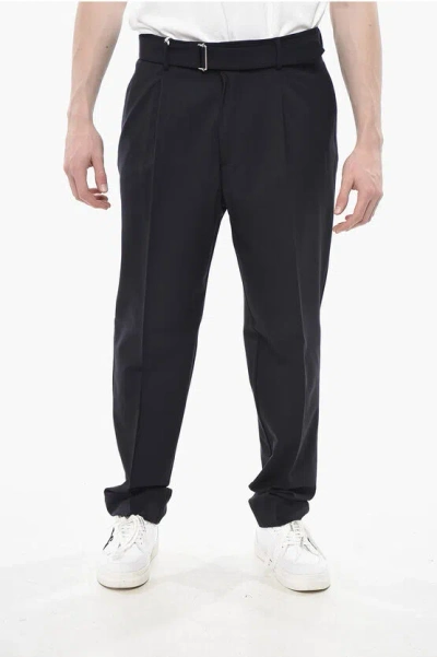 Altea Virgin Wool Trousers With Belt In Black