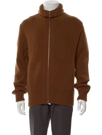 Pre-owned Altea Virgin Wool Turtleneck Cardigan W/ Tags In Neutral