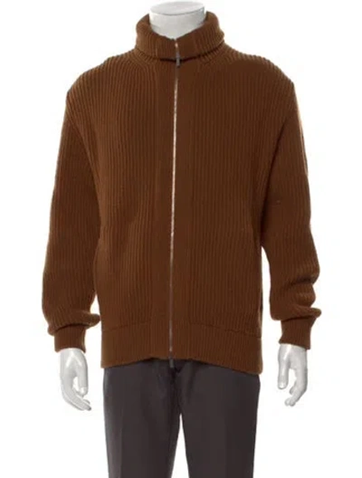 Pre-owned Altea Virgin Wool Turtleneck Cardigan W/ Tags In Neutral