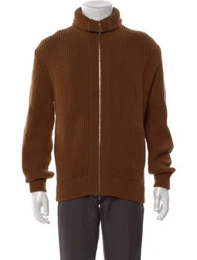 Pre-owned Altea Virgin Wool Turtleneck Cardigan W/ Tags In Neutral