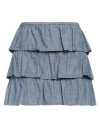Altea Woman Mini Skirt Blue Size 6 Cotton In Blue
