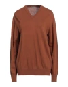 Altea Woman Sweater Brown Size L Linen, Cotton