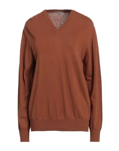 Altea Woman Sweater Brown Size L Linen, Cotton