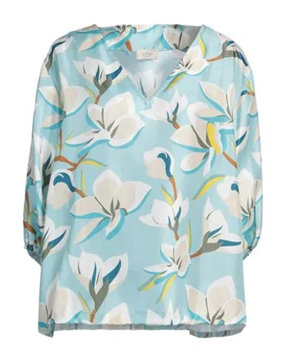 Altea Woman Top Sky Blue Size 10 Silk In Blue