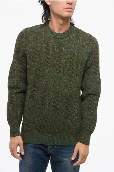 Altea Woven Crewneck Sweater In Green