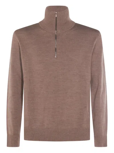 Altea Brown Wool Knitwear In Animal Print