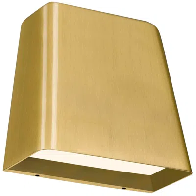 Alteck Bull 5 1/2" Wide Brushed Brass Led Wall Sconce