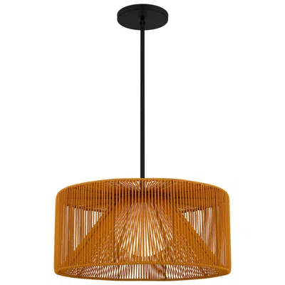 Alteck Key West 22" Wide Sand Black/rattan Led Outdoor Hanging Light