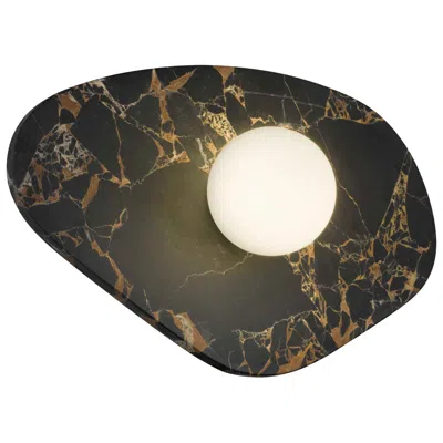 Alteck Tenere 12" Wide Black/gold Marble Led Wall Sconce