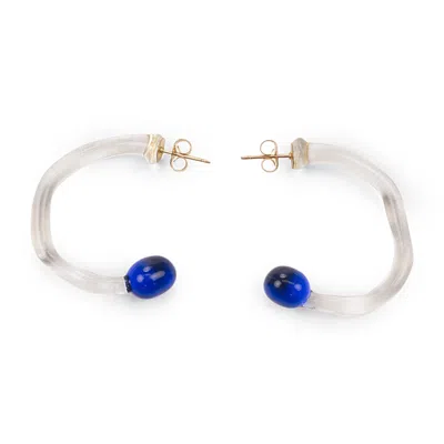 Alterita Mini Glass Ball Blue Hoop Earrings