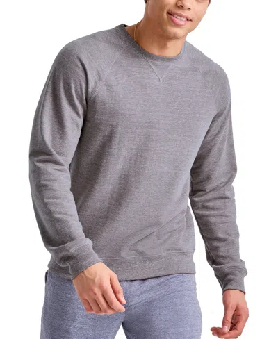 Alternative Apparel Original Men's Triblend French Terry Crewneck Sweatshirt In Black Pe Heather