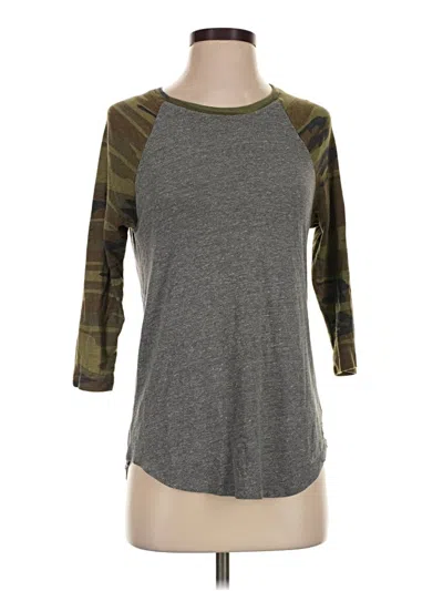 Pre-owned Alternative Earth 3/4 Sleeve Top Gray Crew Neck Tops