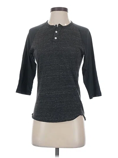 Pre-owned Alternative Earth 3/4 Sleeve Top Gray Mock Neckline Tops