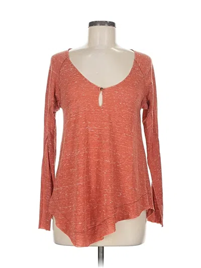 Pre-owned Alternative Earth Long Sleeve Top Orange Keyhole Neckline Tops