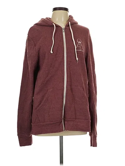 Pre-owned Alternative Earth Zip Up Hoodie In Burgundy