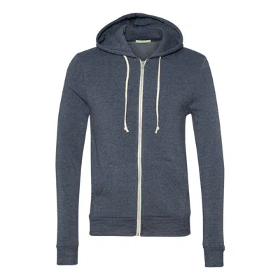 Alternative Rocky Eco-fleece Full-zip Hooded Sweatshirt In Blue