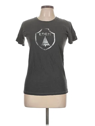 Pre-owned Alternative Short Sleeve Top Gray Keyhole Neckline Tops