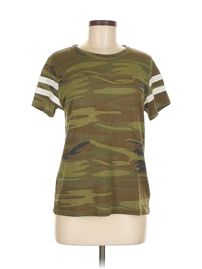 Pre-owned Alternative Short Sleeve Top Green Camo Pattern Crew Neck Tops
