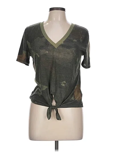Pre-owned Alternative Short Sleeve Top Green Keyhole Neckline Tops