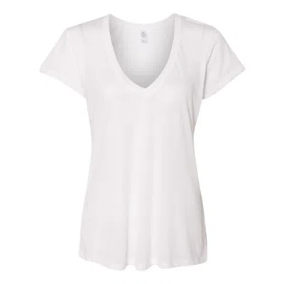 Alternative Women's Slinky Jersey V-neck Tee In White