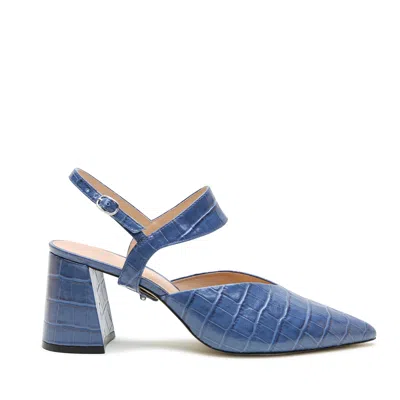 Alterre Women's Blue Indigo Croc Elsie V Mule