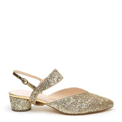 Alterre Women's Gold Gatsby Glitter V Slide + Elsie Strap