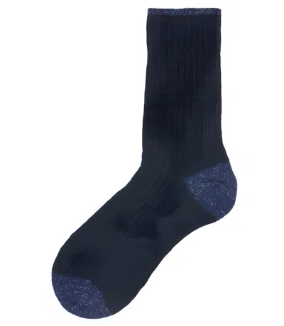 Alto Milano Blue Donna Short Socks In 04 Blue
