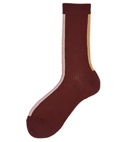 Alto Milano Burgundy Altea Short Socks In Red
