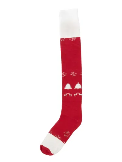 Alto Milano Patterned-jacquard Socks In Red