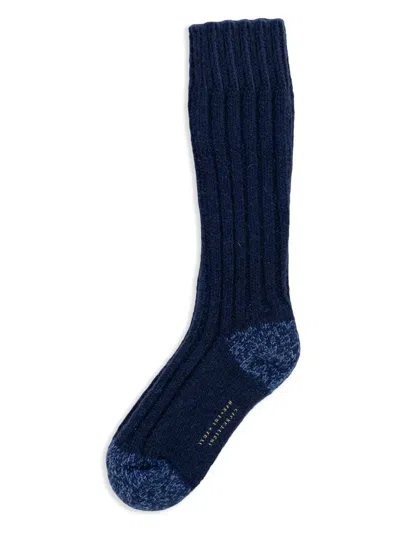 Alto Milano Ribbed Socks In Blue
