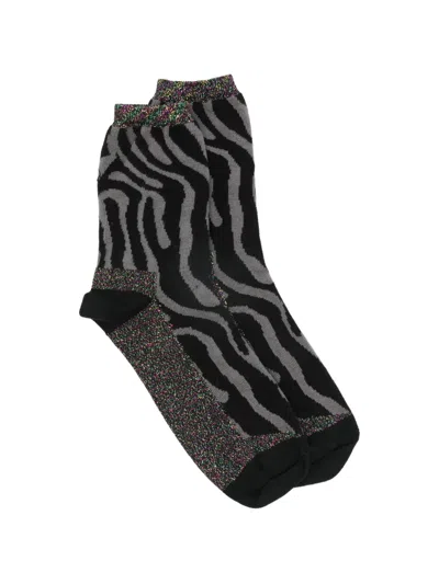 Alto Zebra-print Shimmer Socks In Black