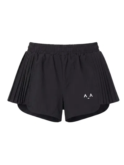 Altra Volta Women's Black Pleated Active Shorts With Elastic Waist