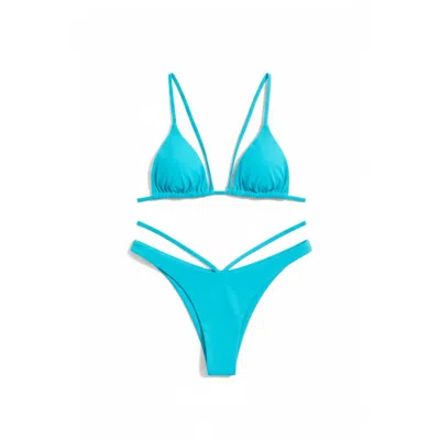Altra Volta Women's Blue String Triangle Turquoise Bikini