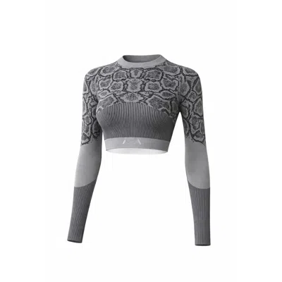 Altra Volta Women's Elegant Snake Knitted Crop Top In Gray