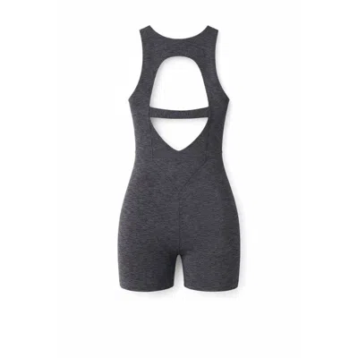 Altra Volta Women's Grey Ribbed Sculpt Open Back Jumpsuit In Gray