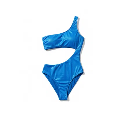 Altra Volta Women's Metallic One-shoulder Cut-out Swimsuit Blue
