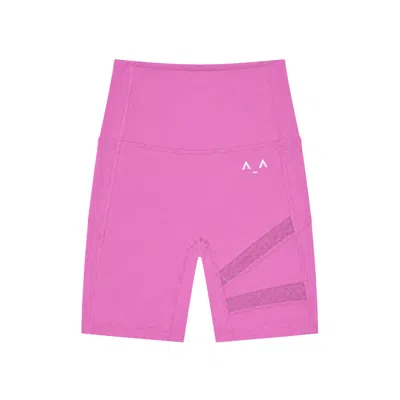 Altra Volta Women's Pink Cutout Shorts With Net Details.