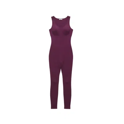 Altra Volta Women's Purple Sculpted Ribbed Jumpsuit Plum