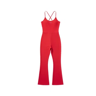 Altra Volta Women's Red Crossback Sculpt Flare Jumpsuit In Multi