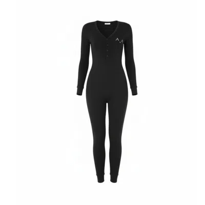 Altra Volta Women's Sculpt-rib Snap Jumpsuit Black
