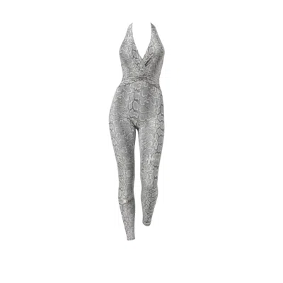 Altra Volta Women's Silver Serpent V-neck Jumpsuit In Gray