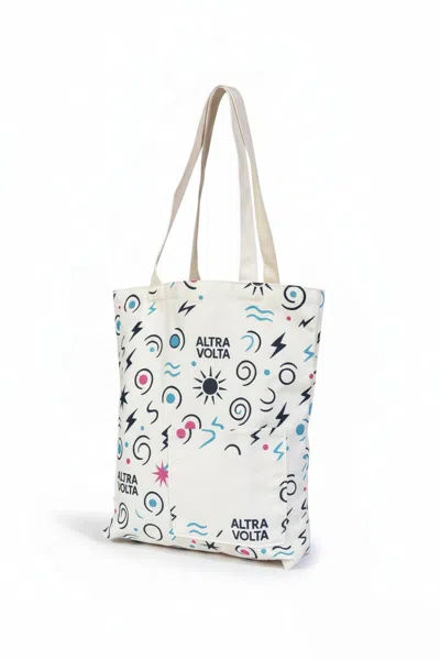 Altra Volta Women's White  Graphic Canvas Tote Bag – Cream Edition